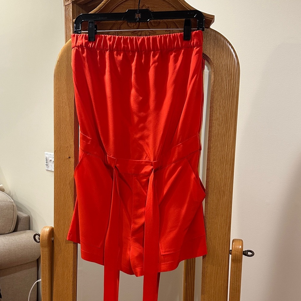DVF Blood Orange Women's Elastic-Waist Shorts with Tie Detail